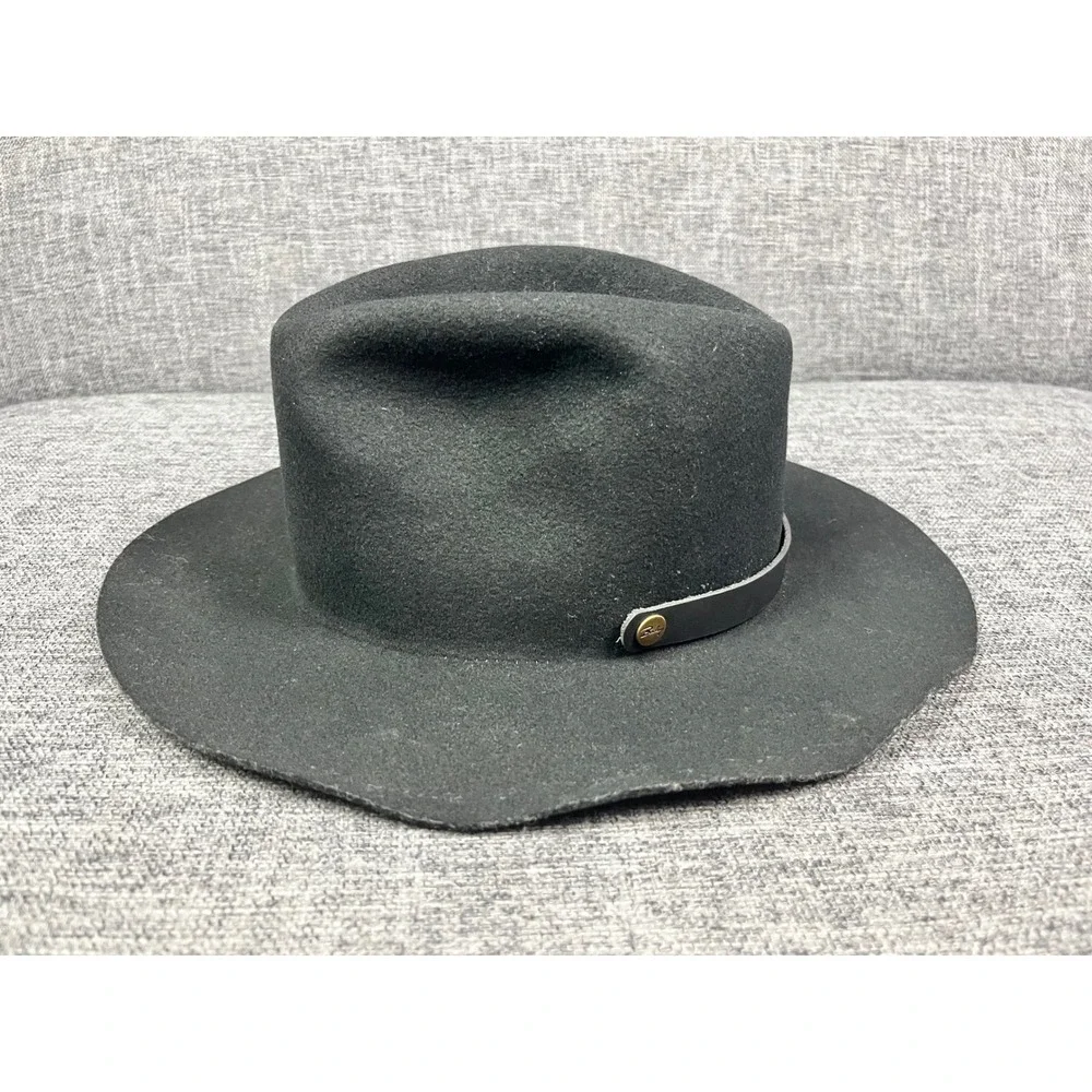 Bailey of Hollywood Poet Vagabond Black Wool Fedora Wide Brim Travel Hat Medium